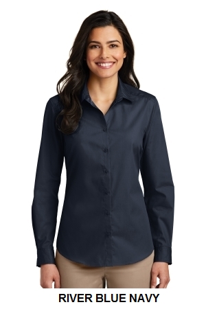 Port Authority Ladies Long Sleeve Carefree Poplin Shirt.  PORT A.  LW100